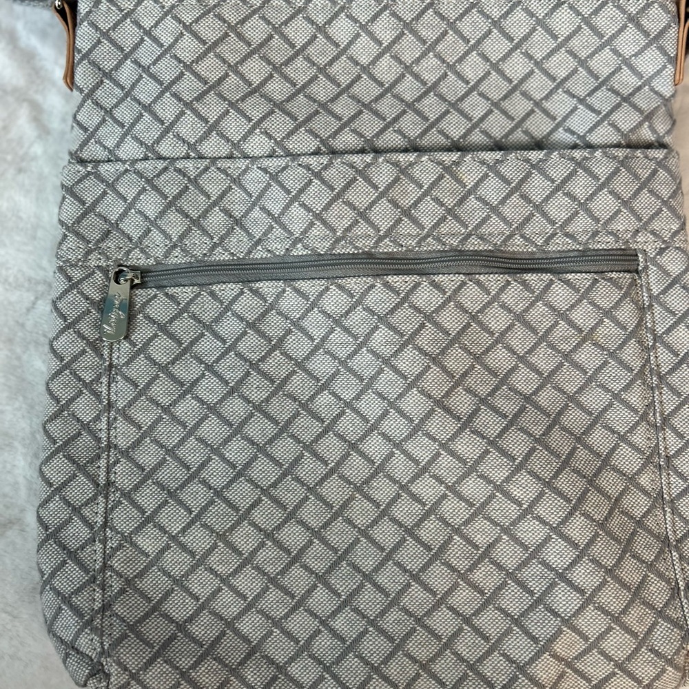 Thirty-one Gray patterned  crossbody shoulder bag purse NWOT pockets Mom Bag - Picture 5 of 6